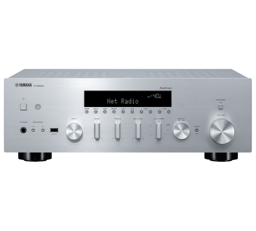 Yamaha R-N600A MusicCast (srebrny). Sieciowy amplituner stereo.