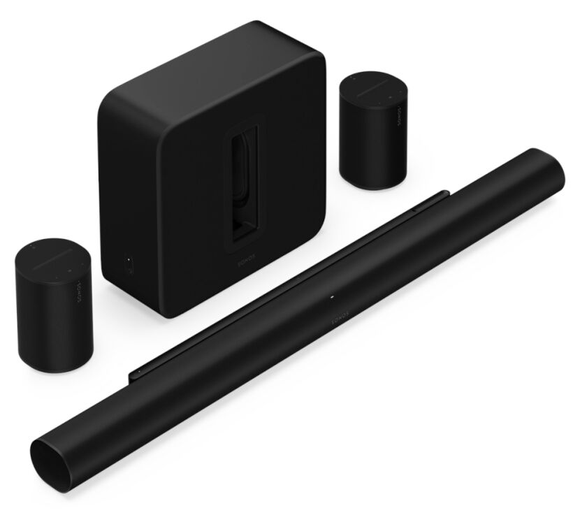 Sonos Arc Ultra + Sub (Gen 4) + 2x Era 100 (czarny). Zestaw głośników z subwooferem.