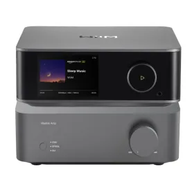 WiiM Vibelink Amp i Ultra (ciemnoszary). Zestaw stereo wzmacniacz i odtwarzacz sieciowy.