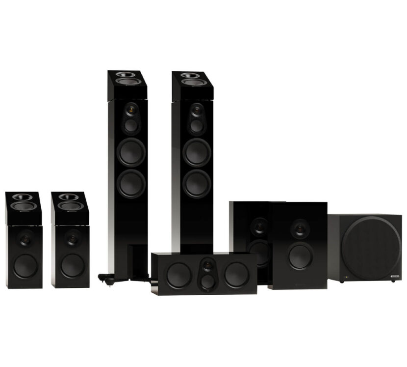 Monitor Audio Silver 300 8G system AV (czarny). Zestaw 7.1.4.